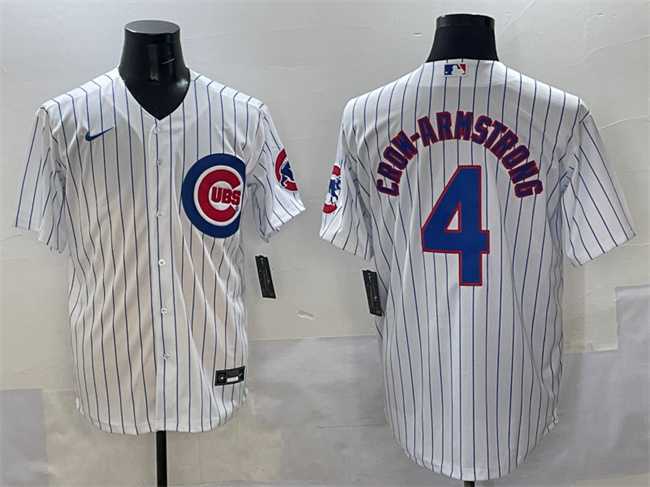 Men%27s Chicago Cubs #4 Pete Crow-Armstrong White Cool Base Stitched Jersey->chicago cubs->MLB Jersey
